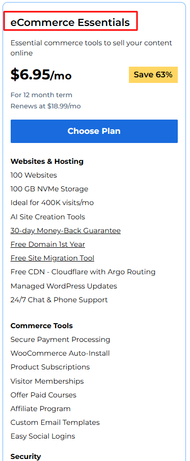 Bluehost eCommerce Essentials Hosting Plan Buy in Bangladesh